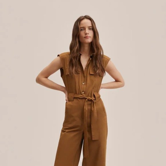 MANGO Amy Cotton Belted Jumpsuit PLUS SIZE 3x - Picture 1 of 4